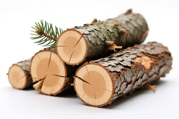 Packaged coniferous wood in the rough