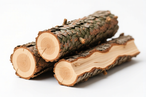 Packaged coniferous wood in the rough