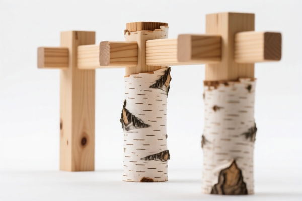 Birch Wood Support Posts for Construction