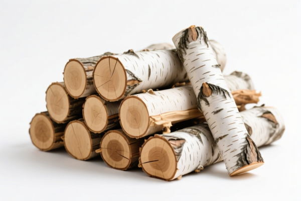 Debarked Birch Wood Piles