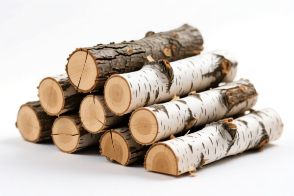 Debarked Birch Wood Piles