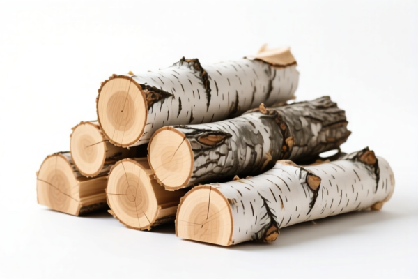 Debarked Birch Wood Piles