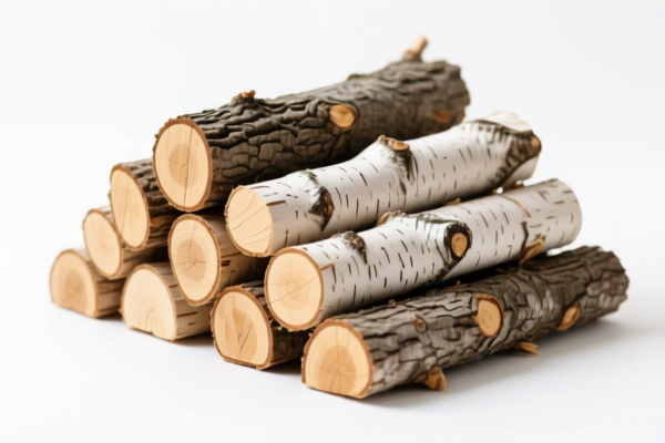 Debarked Birch Wood Piles