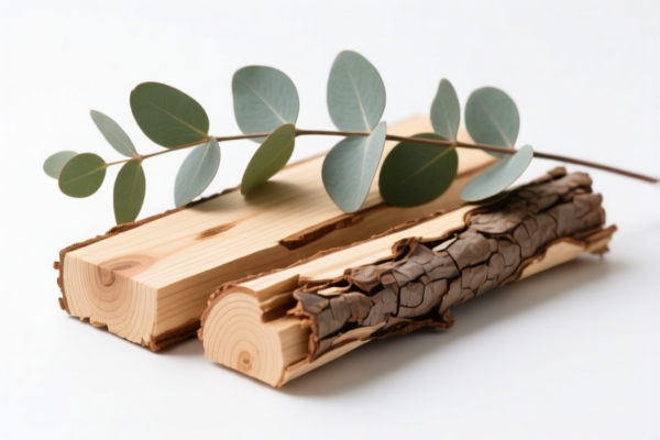 Eucalyptus wood, stripped bark