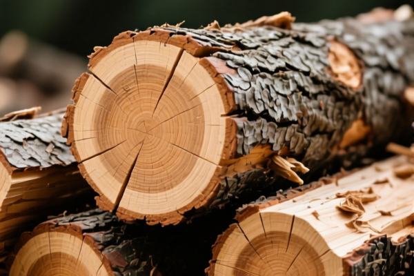 Rough wood (not stripped of bark or sapwood)