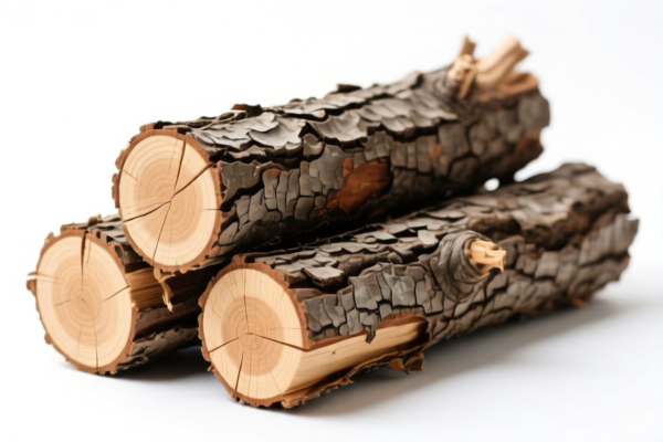 Rough wood logs with bark