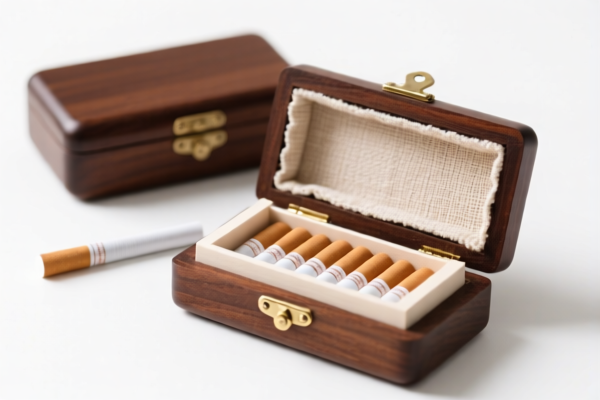 Wood cigarette boxes with textile lining
