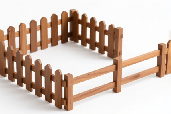 Assembled wooden fence sections
