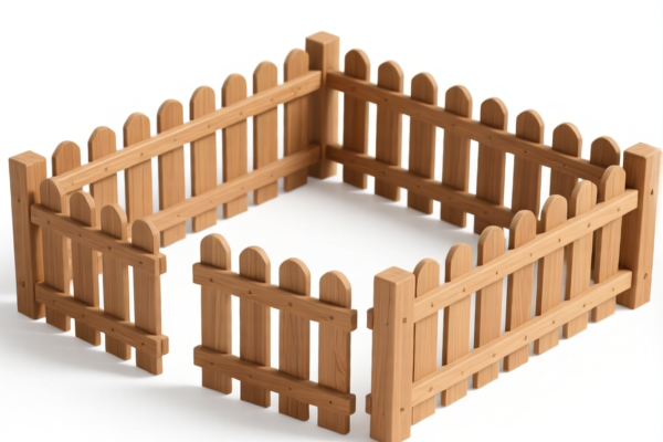 Assembled wooden fence sections