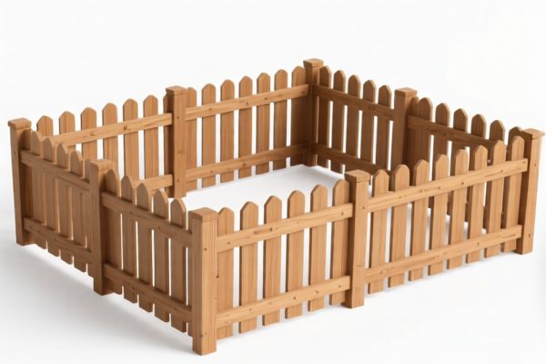 Assembled wooden fence sections