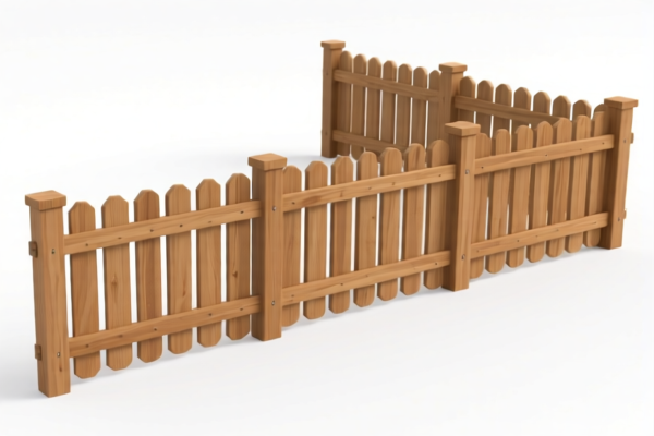 Assembled wooden fence sections