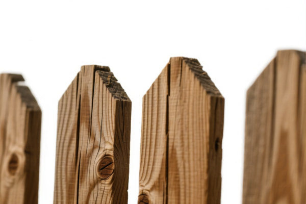 Sawn wooden fence posts