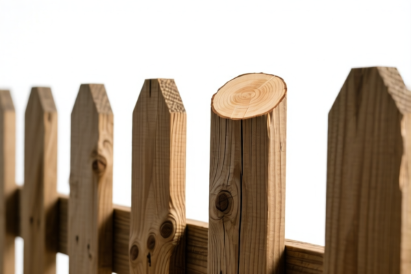 Sawn wooden fence posts
