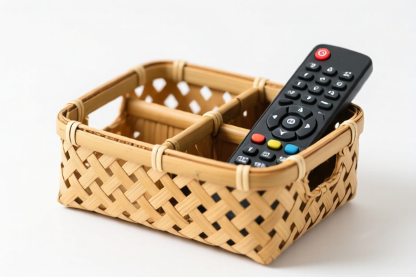Bamboo Woven Remote Control Storage Basket