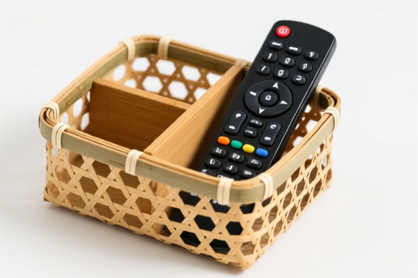 Bamboo Woven Remote Control Storage Basket