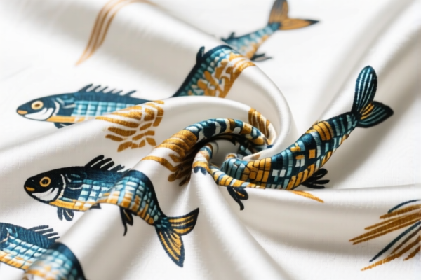 Printed Silk Woven Fabrics (Width Over 127cm)