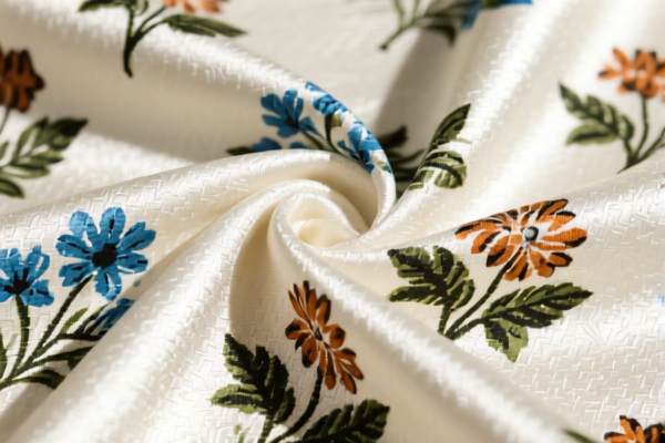 Cotton twill_satin woven fabrics for lining, printed (discharge printed)