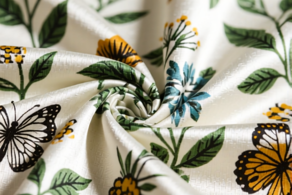 Cotton twill_satin woven fabrics for lining, printed (discharge printed)