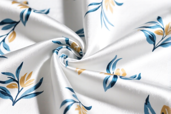 Cotton blended printed satin weave fabric