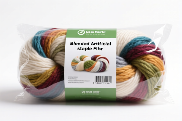 Retail packaged blended artificial staple fiber yarn