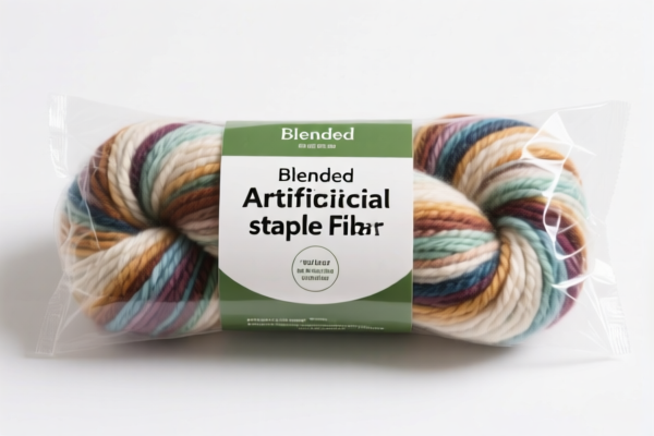 Retail packaged blended artificial staple fiber yarn