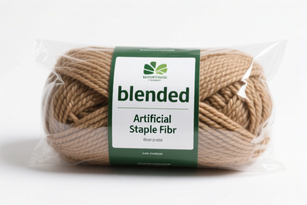 Retail packaged blended artificial staple fiber yarn