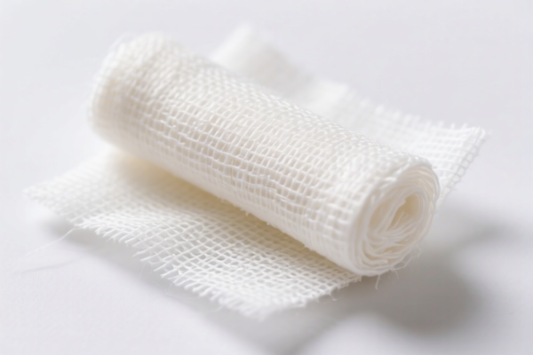 Medical gauze of woven synthetic staple fibers mixed with cotton