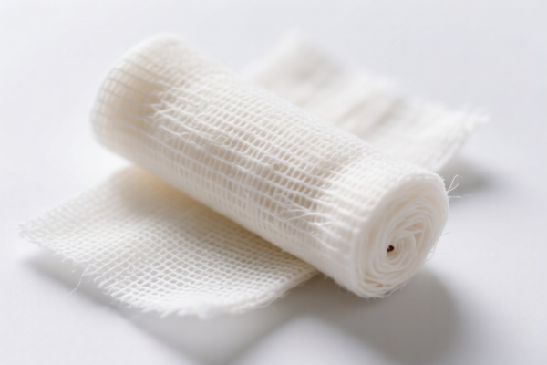 Medical gauze of woven synthetic staple fibers mixed with cotton