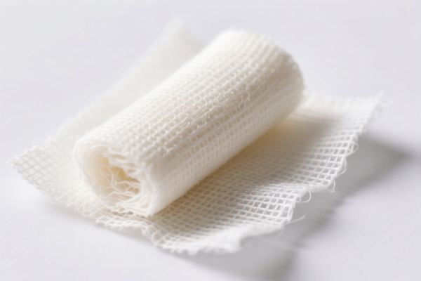 Medical gauze of woven synthetic staple fibers mixed with cotton