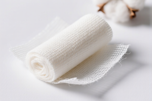 Medical gauze of woven synthetic staple fibers mixed with cotton