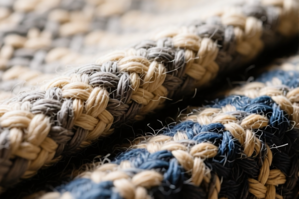 Combed woven fabrics of synthetic staple fibers and wool blend for industrial use