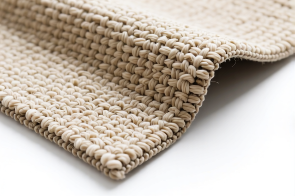 Synthetic staple woven carpet fabric