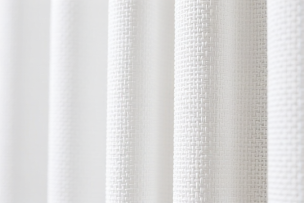 Synthetic staple woven curtain fabric