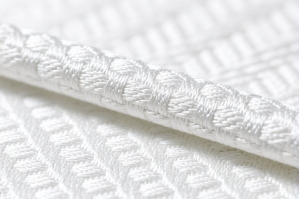 Synthetic staple woven jacquard fabric