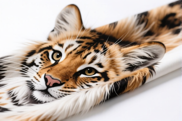 Printed artificial staple fiber animal hair blended fabric