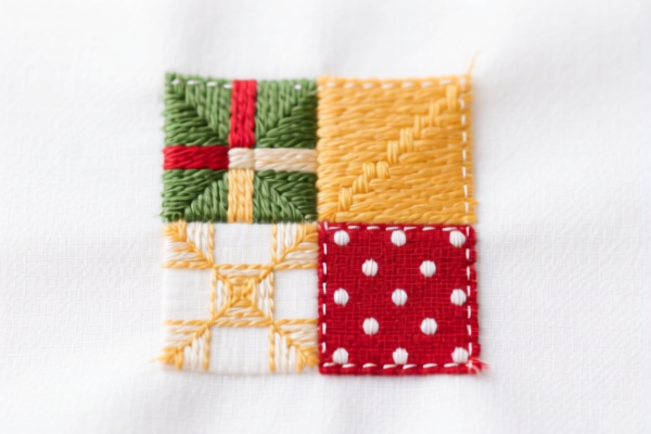 Embroidery patchwork of other textile materials