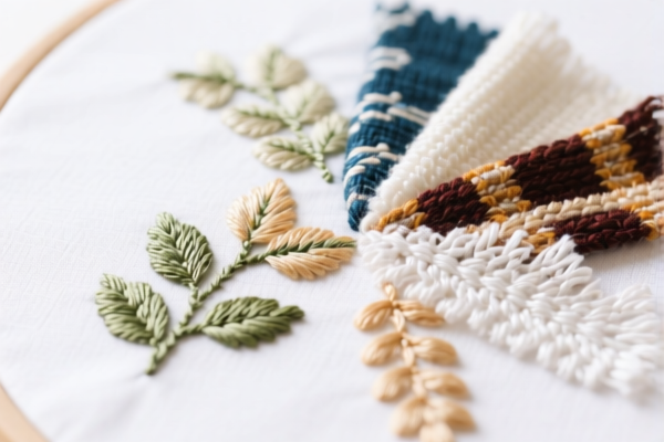 Embroidery signs of other textile materials