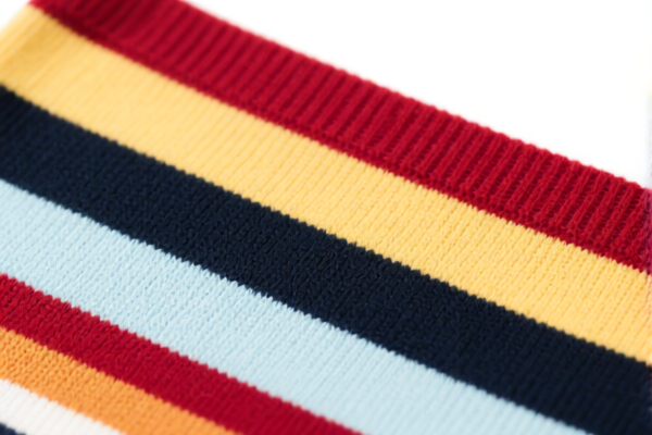 Striped color block synthetic knitted fabric