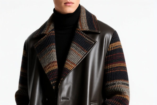 Men's Leather Blended Knitted or Crocheted Casual Overcoat