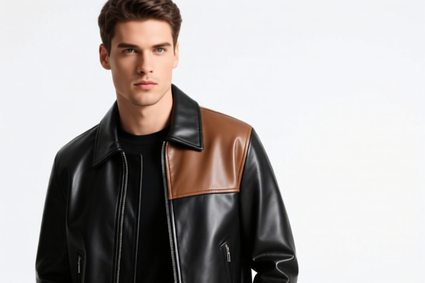 Men's_Boys Knitted or Crocheted Leather Blended Jacket