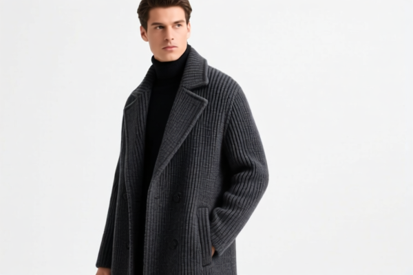 Men's knitted long overcoat