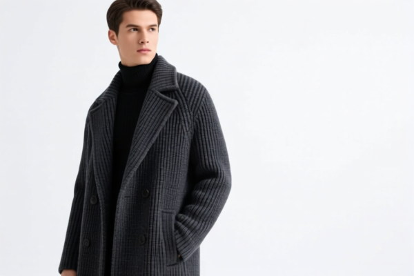 Men's knitted long overcoat