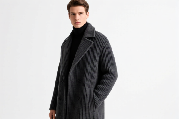 Men's knitted long overcoat
