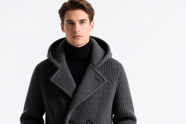 Men's knitted winter overcoat