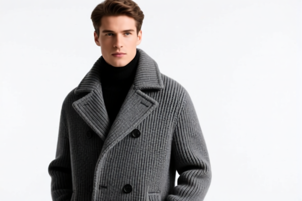 Men's winter knitted overcoat