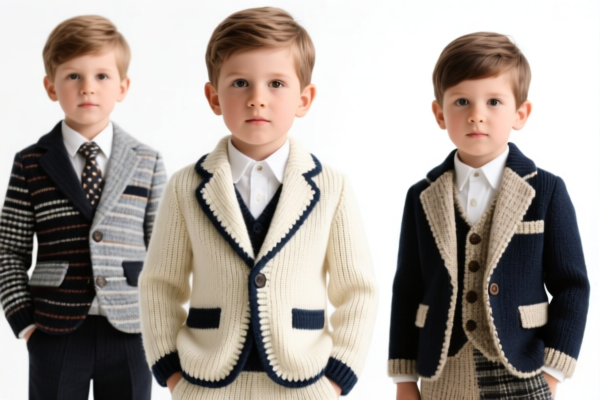 Knitted suits of other textile materials, boys'