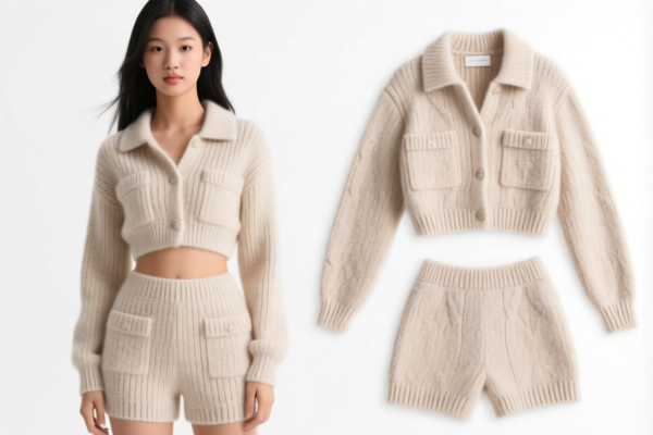 Girls' artificial fiber knitted suit sets