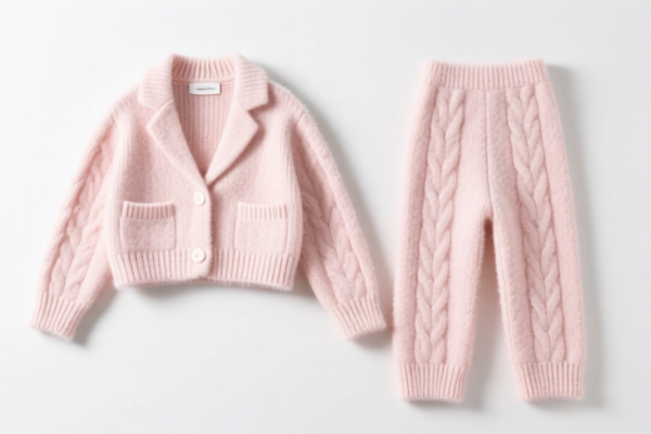 Girls' artificial fiber knitted suit sets