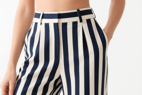 Women's or Girls' Striped Trousers of Other Textile Materials