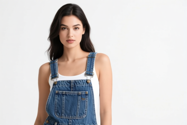 Women's denim bib overalls